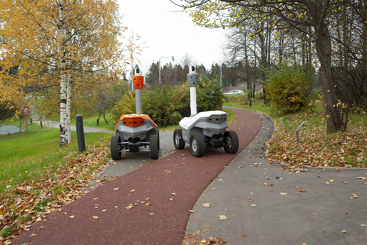 Robot guards for outdoor use