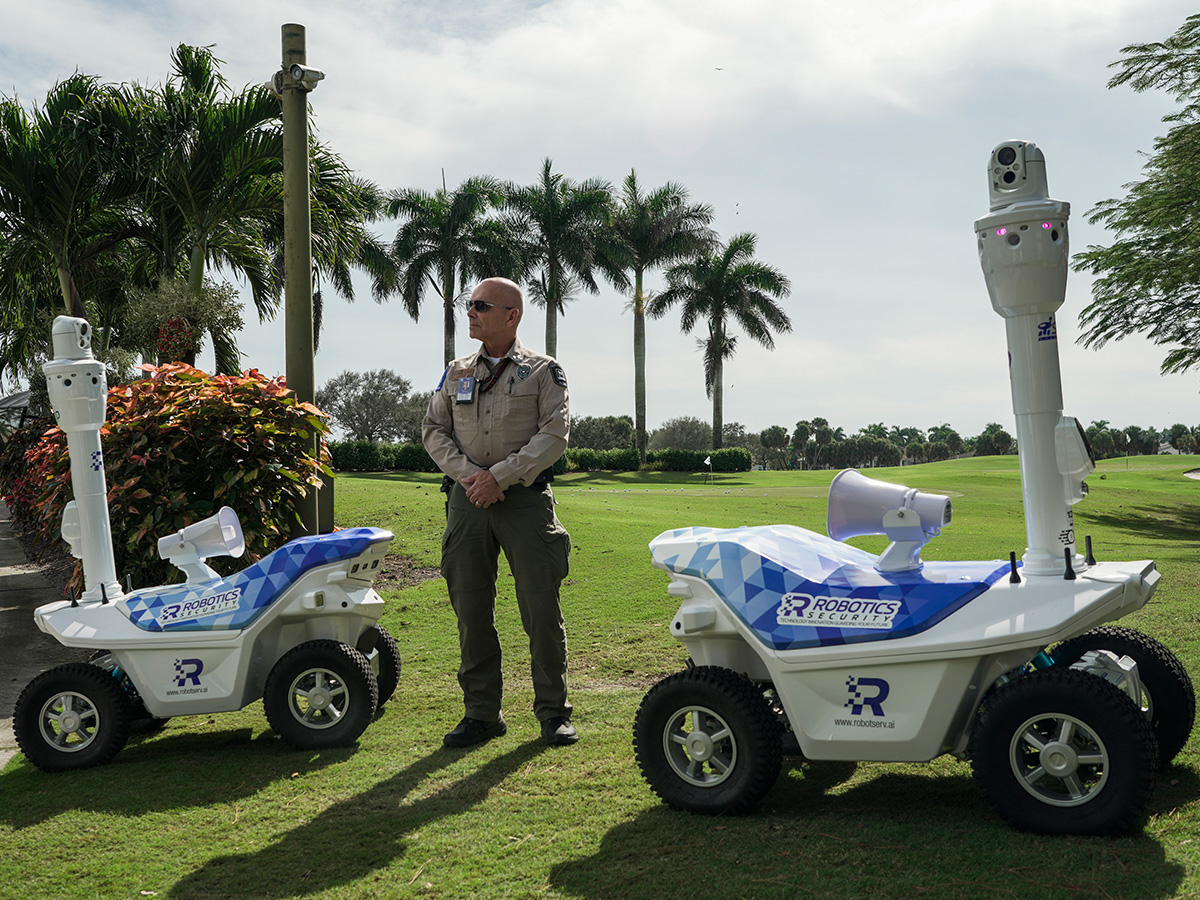 Robotic AI surveillance security monitoring