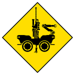 Attention moon robot sign