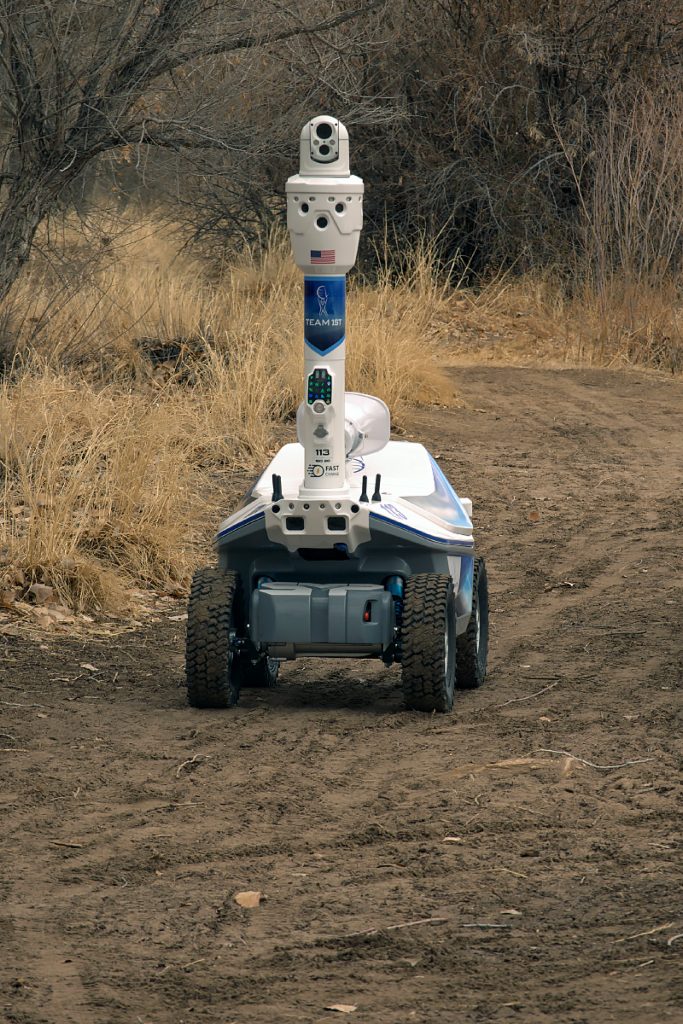 Security robot in Albuquerque patrols 24/7 with tech support Team 1ST